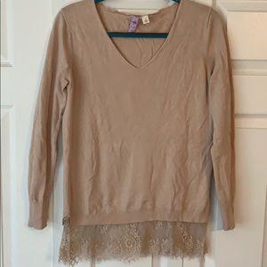 Tan Tunic Top with Lace Detail